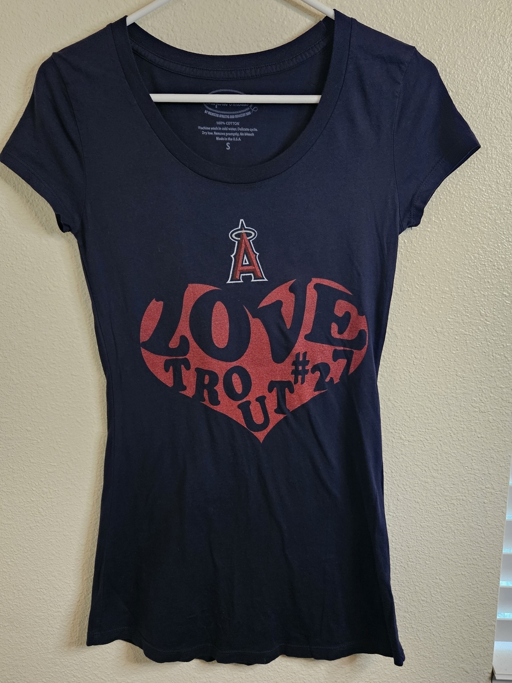 Women's Navy Short-Sleeve Graphic Tee with Red Heart Logo